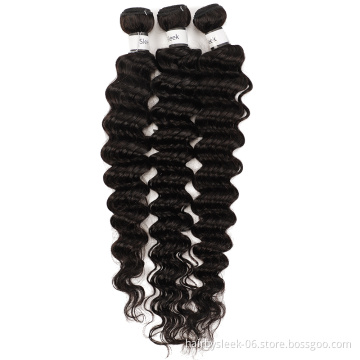 "Ready Stock" wholesale 10A grade DEEP WAVE natural black  for virgin raw cuticle aligned blonde human hair extension